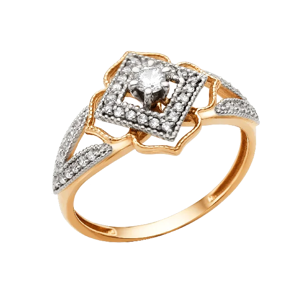 Кольцо декоративное из комбинированного золота