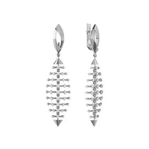 Серьги подвесные из белого золота