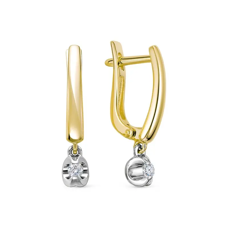 Серьги подвесные из желтого золота