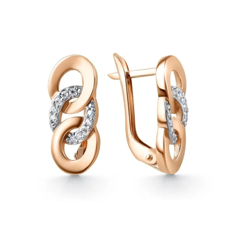 Серьги с английским замком из красного золота