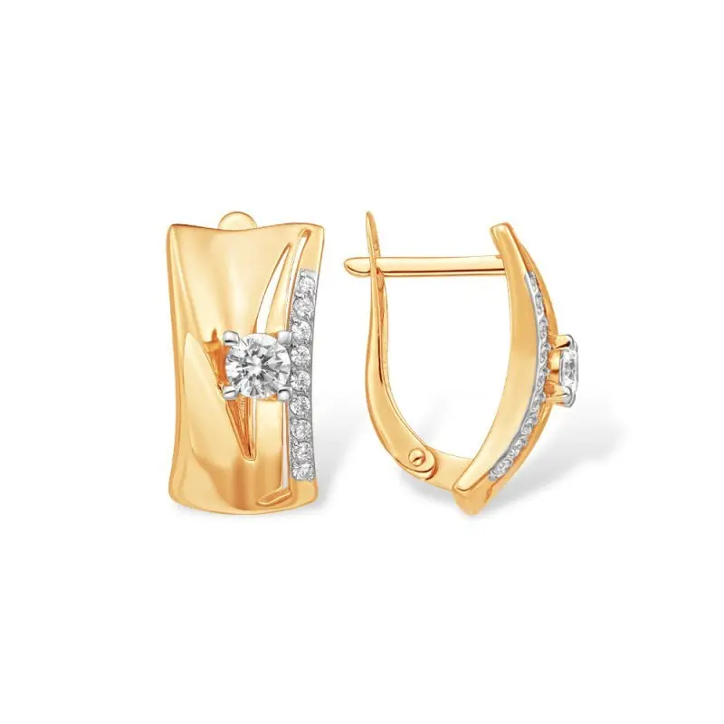 Серьги с английским замком из красного золота