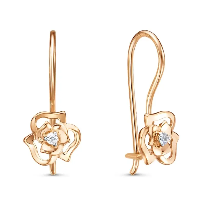 Серьги детские из красного золота