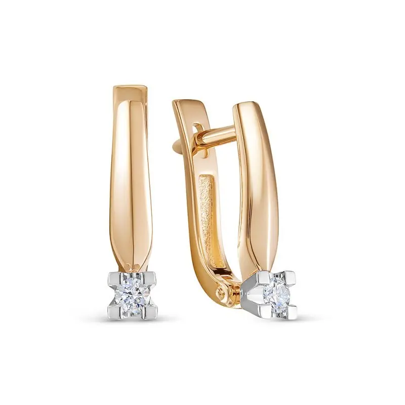 Серьги с английским замком из комбинированного золота