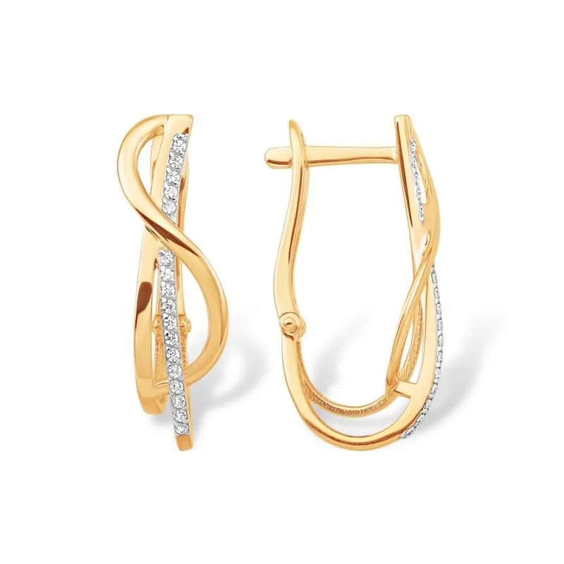 Серьги с английским замком из красного золота