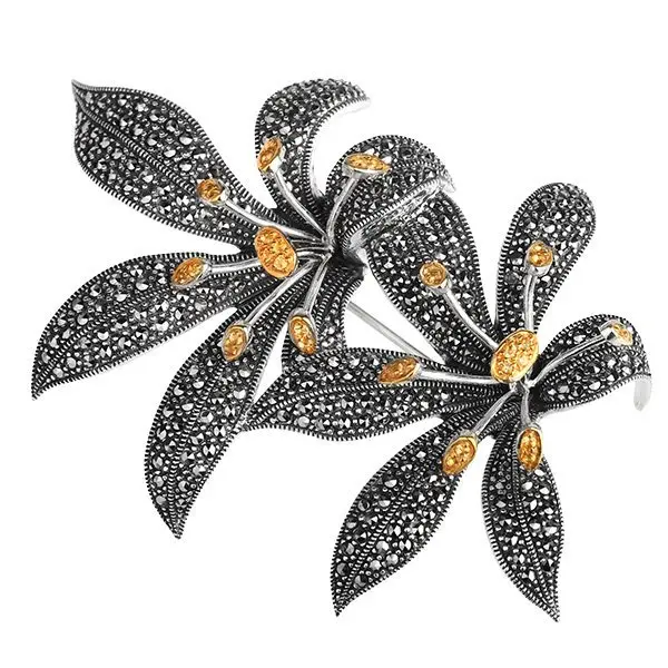 Брошь из серебра с марказитами