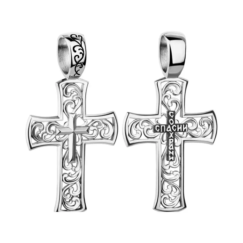 Подвеска крест из серебра