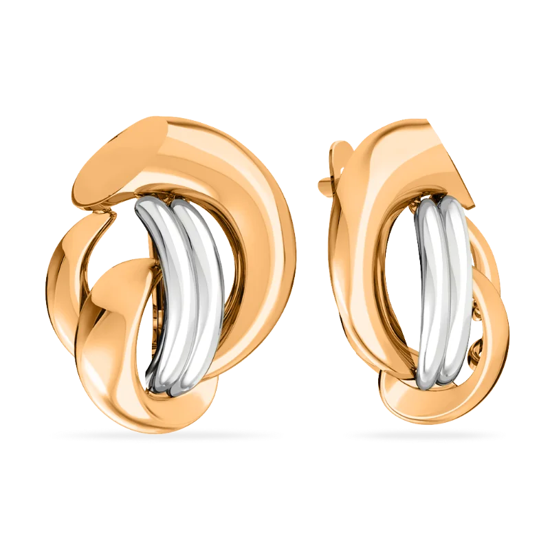 Серьги с английским замком из комбинированного золота