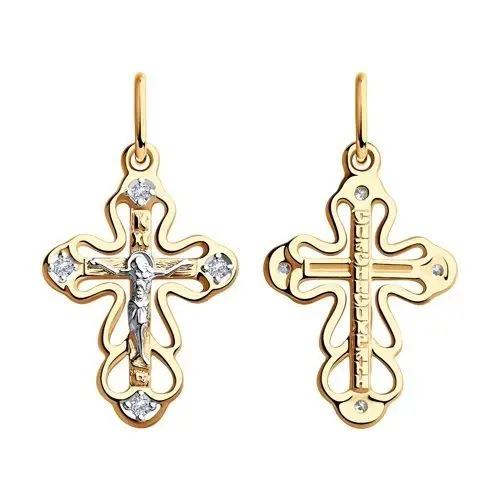 Подвеска крест из красного золота