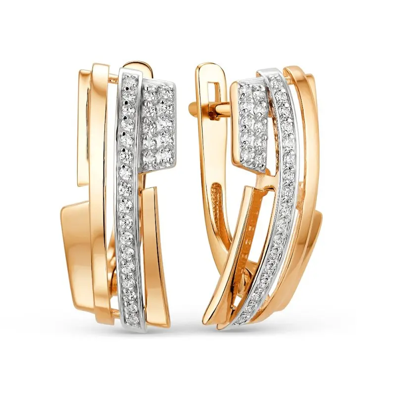 Серьги с английским замком из красного золота