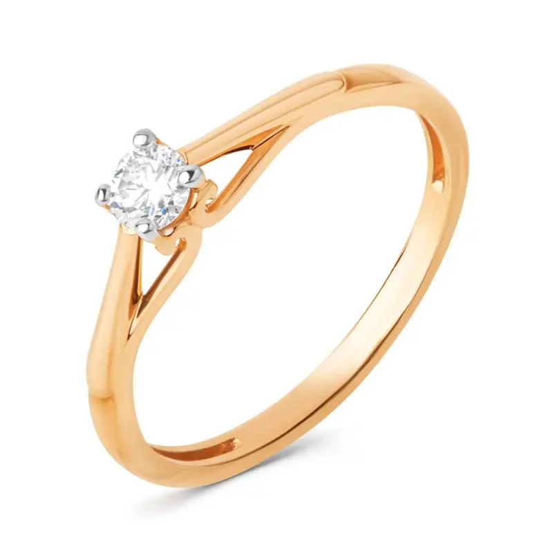 Кольцо помолвочное из красного золота