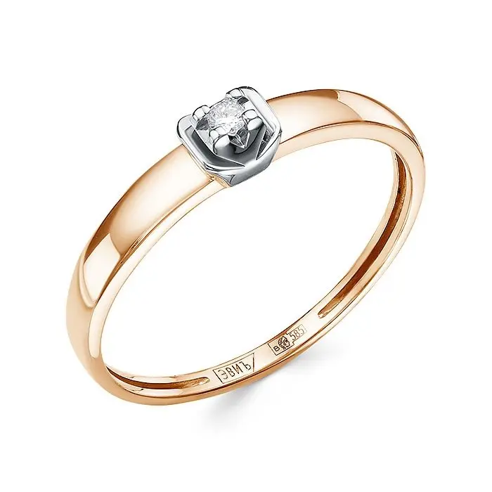 Кольцо помолвочное из комбинированного золота