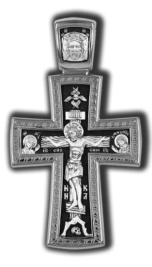 Подвеска крест из черного серебра