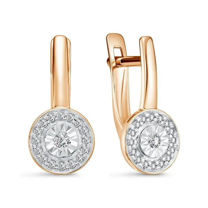 Серьги с английским замком из комбинированного золота