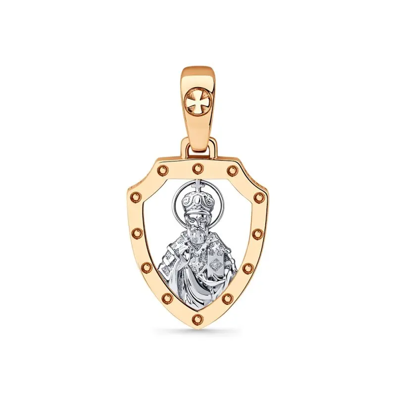 Подвеска икона из комбинированного золота