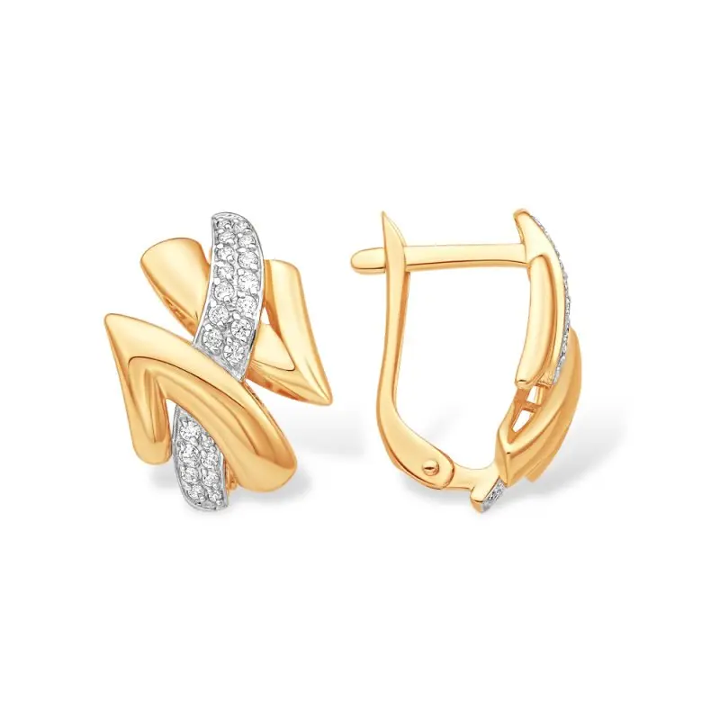 Серьги с английским замком из красного золота