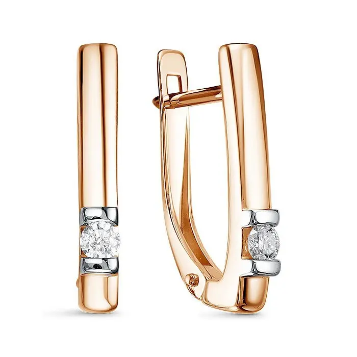 Серьги с английским замком из комбинированного золота