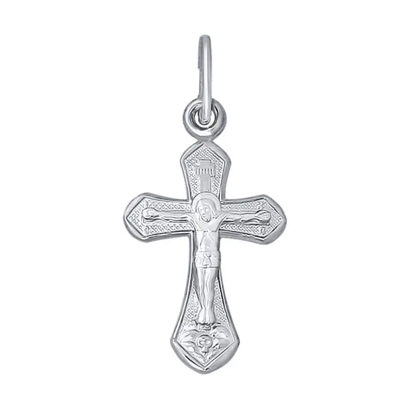 Подвеска крест из белого золота