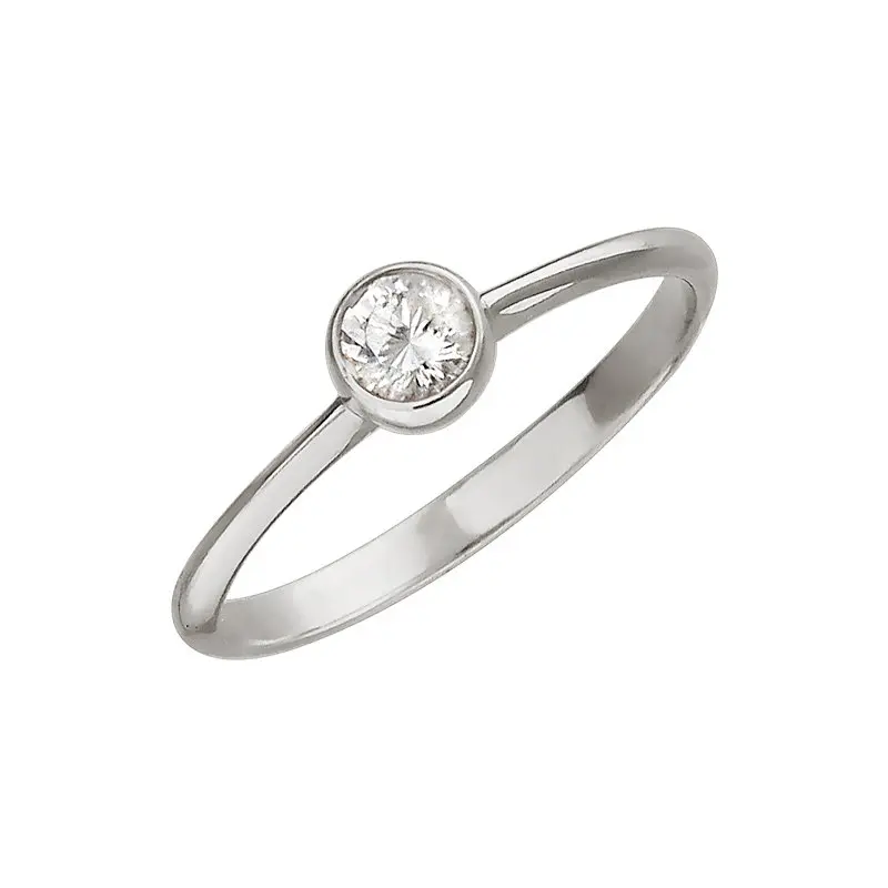 Кольцо помолвочное из белого золота