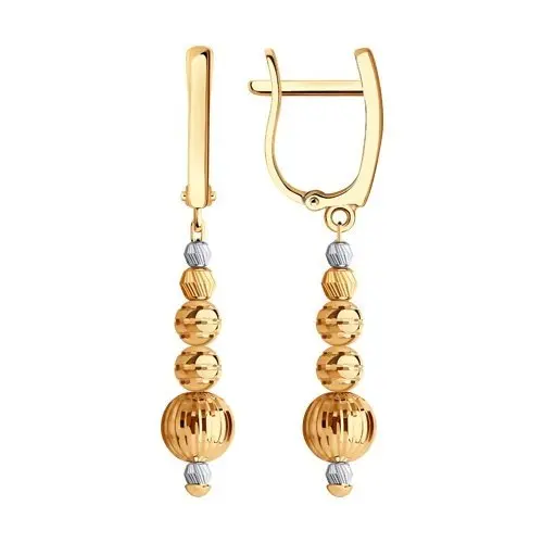 Серьги подвесные из красного золота