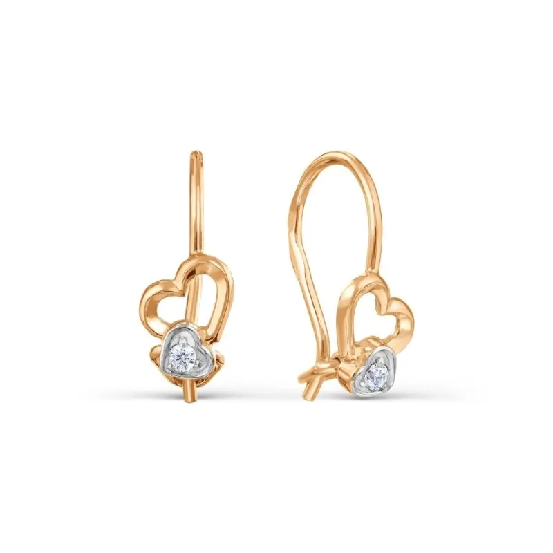 Серьги детские из комбинированного золота