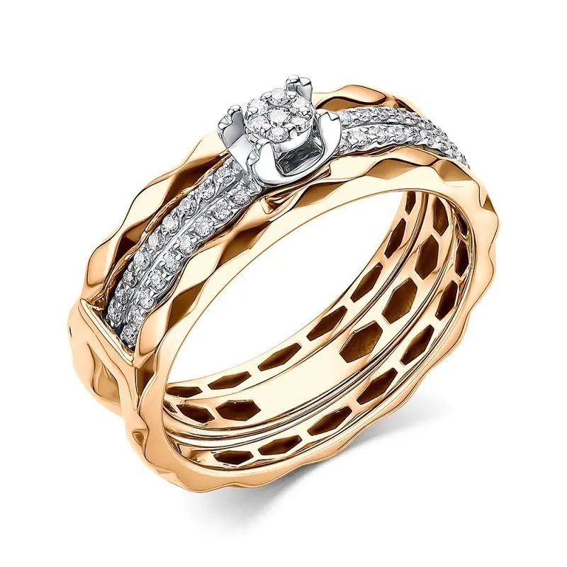 Кольцо декоративное из комбинированного золота