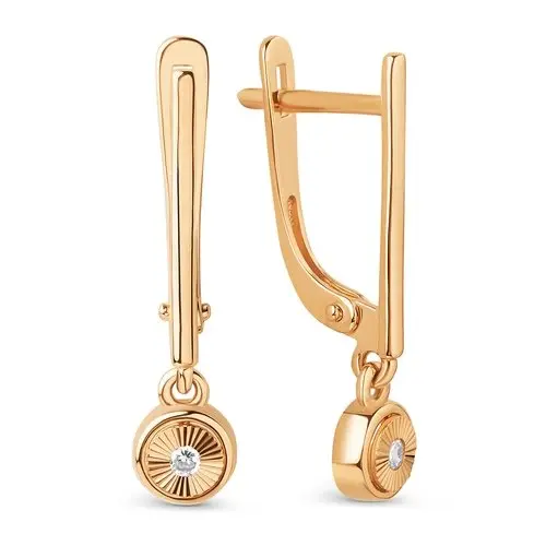 Серьги подвесные из красного золота