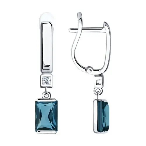 Серьги подвесные из белого золота