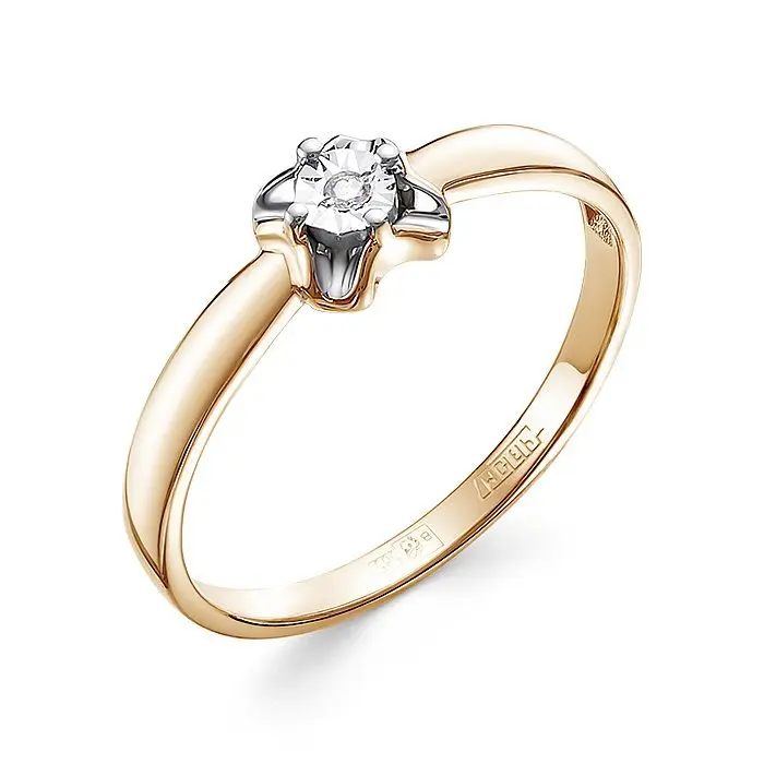 Кольцо помолвочное из комбинированного золота