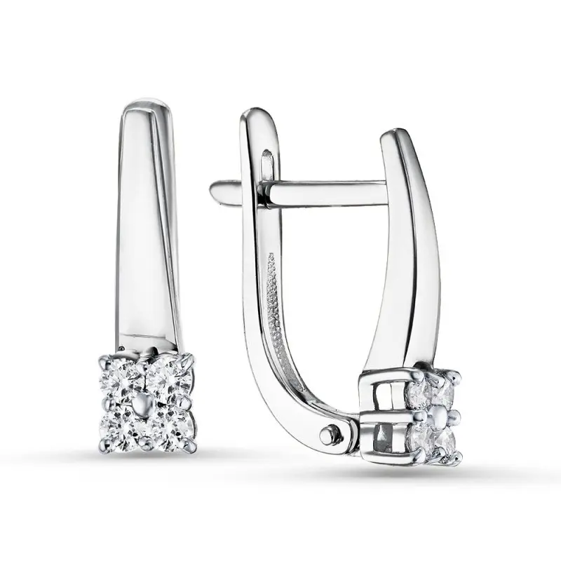 Серьги с английским замком из белого золота