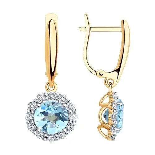 Серьги подвесные из красного золота