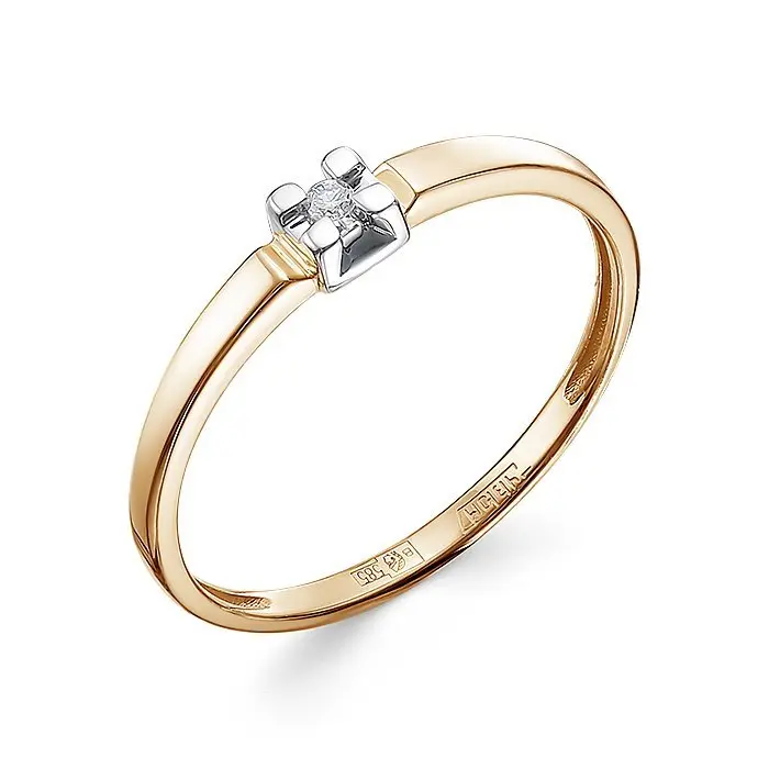 Кольцо помолвочное из комбинированного золота