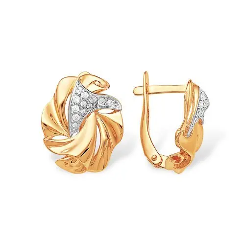 Серьги с английским замком из красного золота