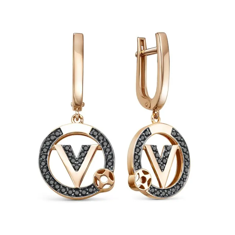 Серьги подвесные из красного золота