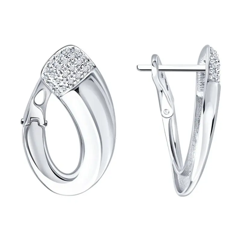 Серьги с английским замком из белого золота