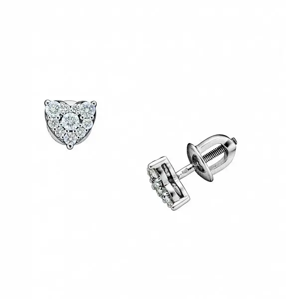 Серьги пуссеты из белого золота