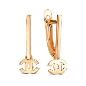 Серьги подвесные из красного золота