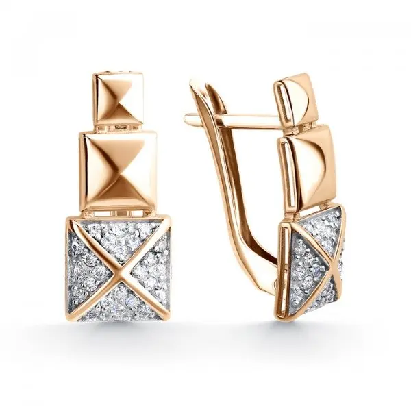 Серьги с английским замком из комбинированного золота