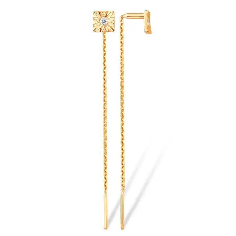 Серьги цепочки из красного золота