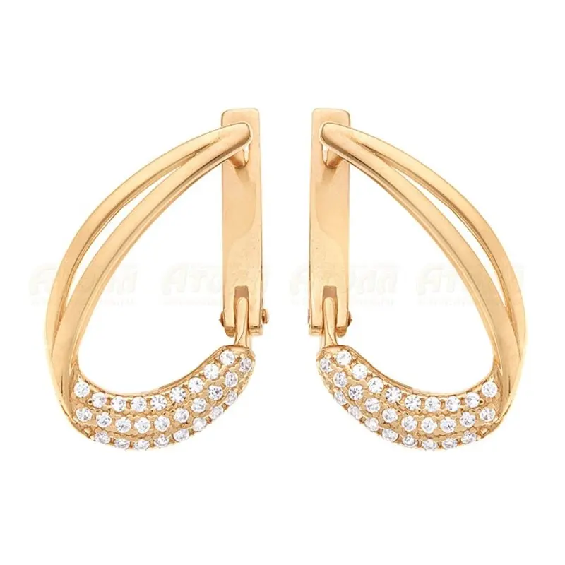 Серьги с английским замком из красного золота