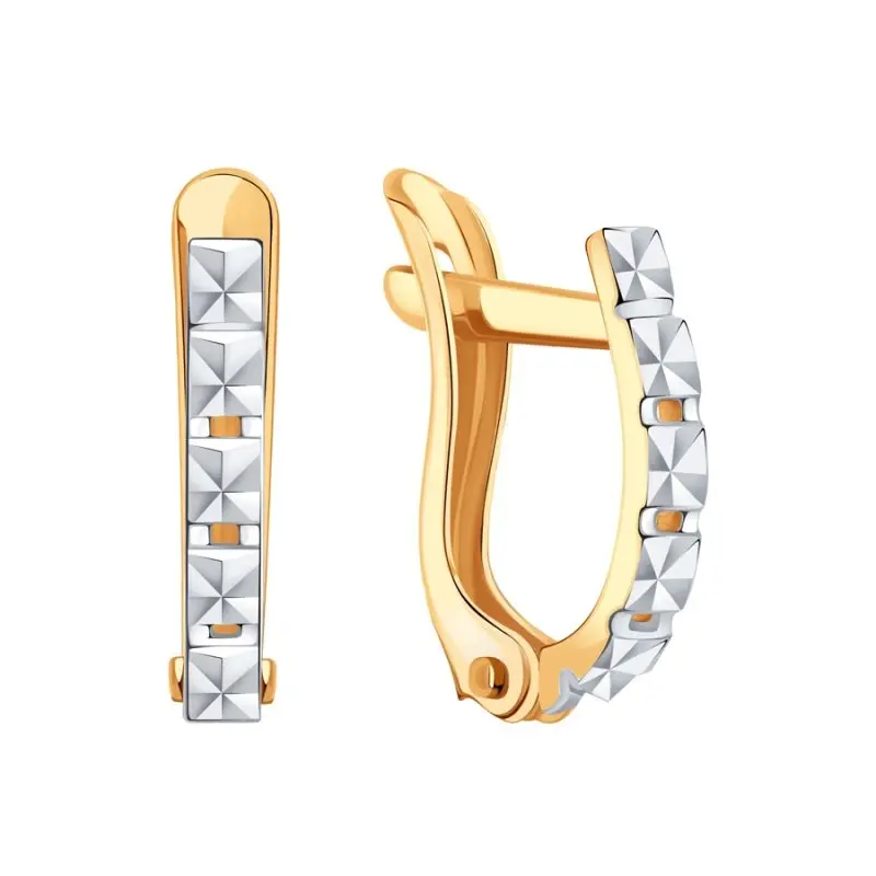 Серьги детские из комбинированного золота