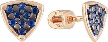 Серьги пуссеты из комбинированного золота