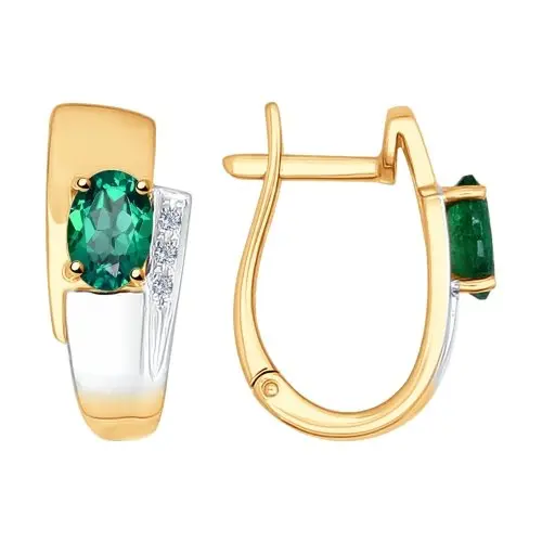 Серьги с английским замком из комбинированного золота