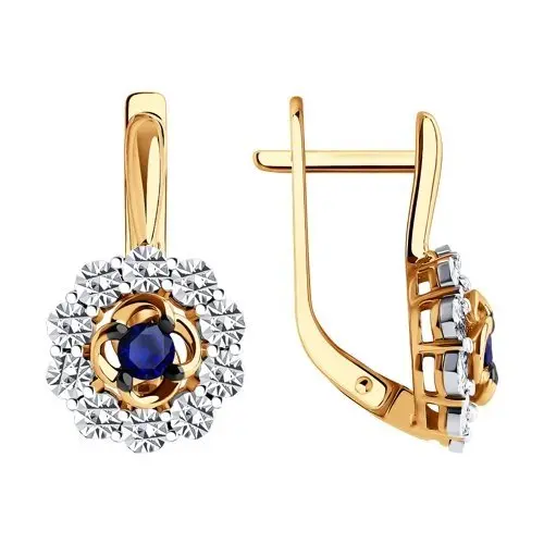 Серьги с английским замком из комбинированного золота