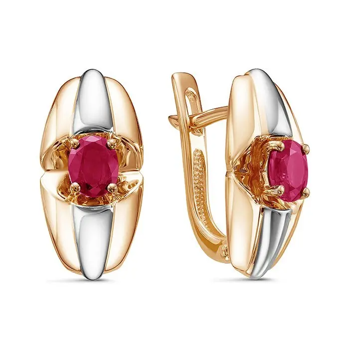 Серьги с английским замком из комбинированного золота