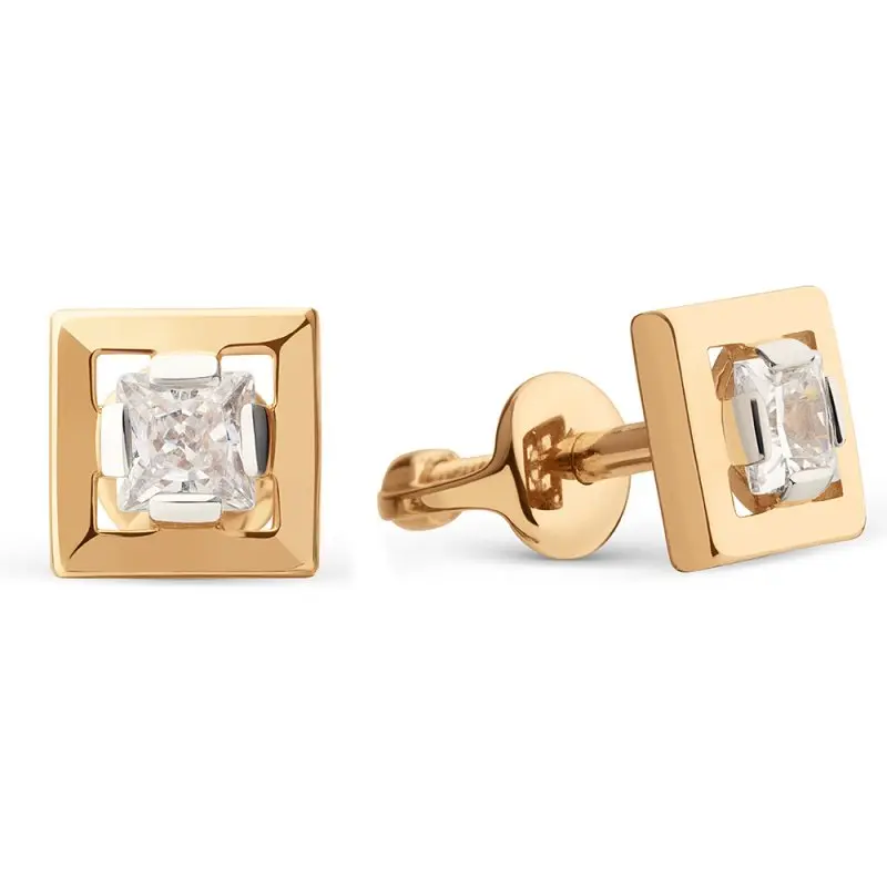 Серьги пуссеты из красного золота