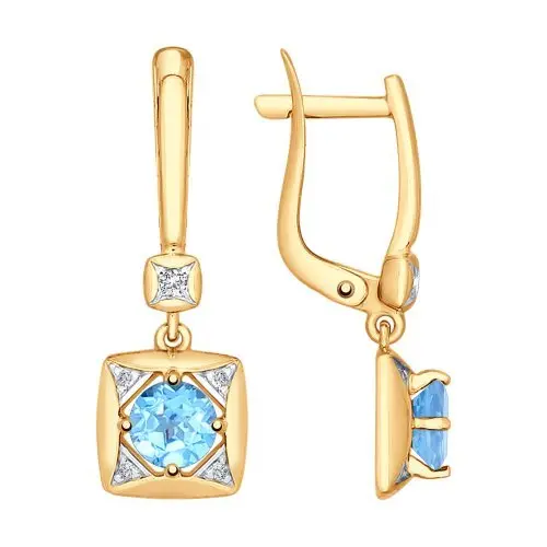 Серьги подвесные из красного золота