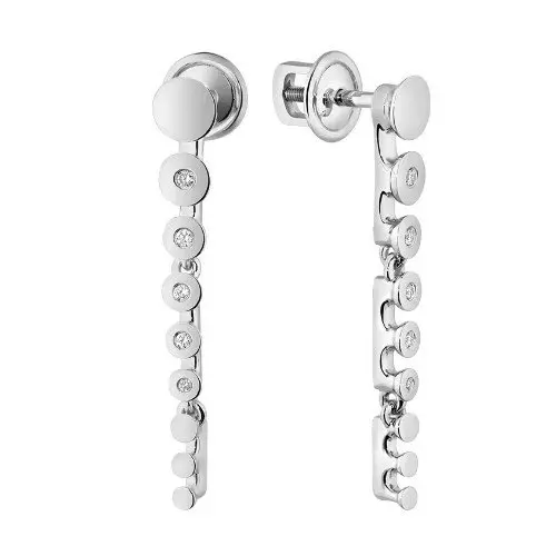 Серьги подвесные из белого золота