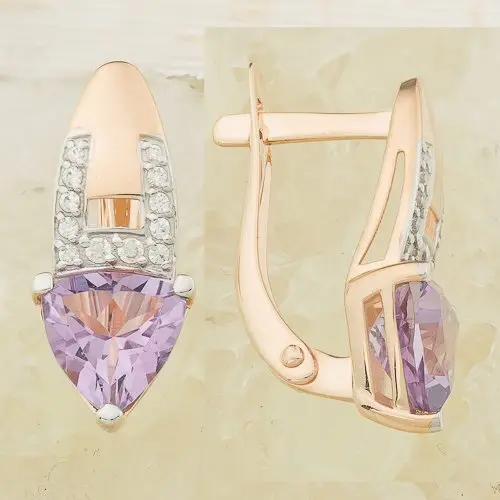 Серьги с английским замком из комбинированного золота