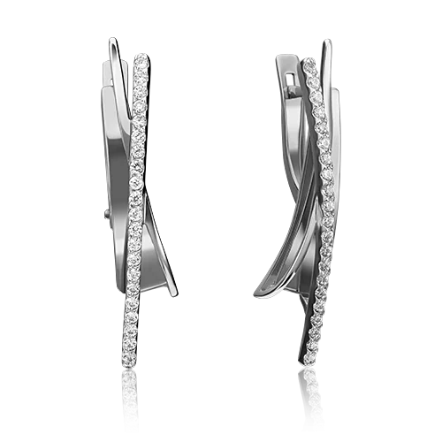 Серьги с английским замком из белого золота вид 1