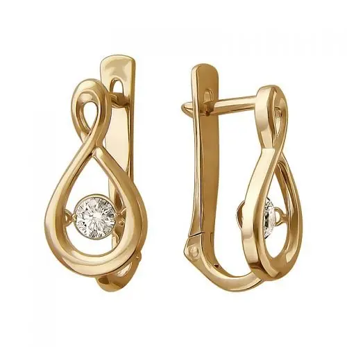 Серьги с английским замком из красного золота